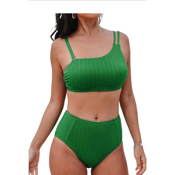 CUPSHE Bikini Set One Shoulder High Waist Bikini Asymmetrical - NWT - Sz S - Picture 1 of 8